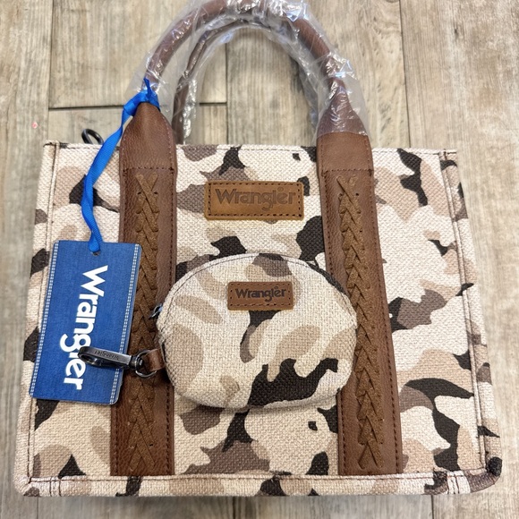 Wrangler Camo Print Tote/Crossbody -Brown With Matching Wallet - Picture 8 of 10